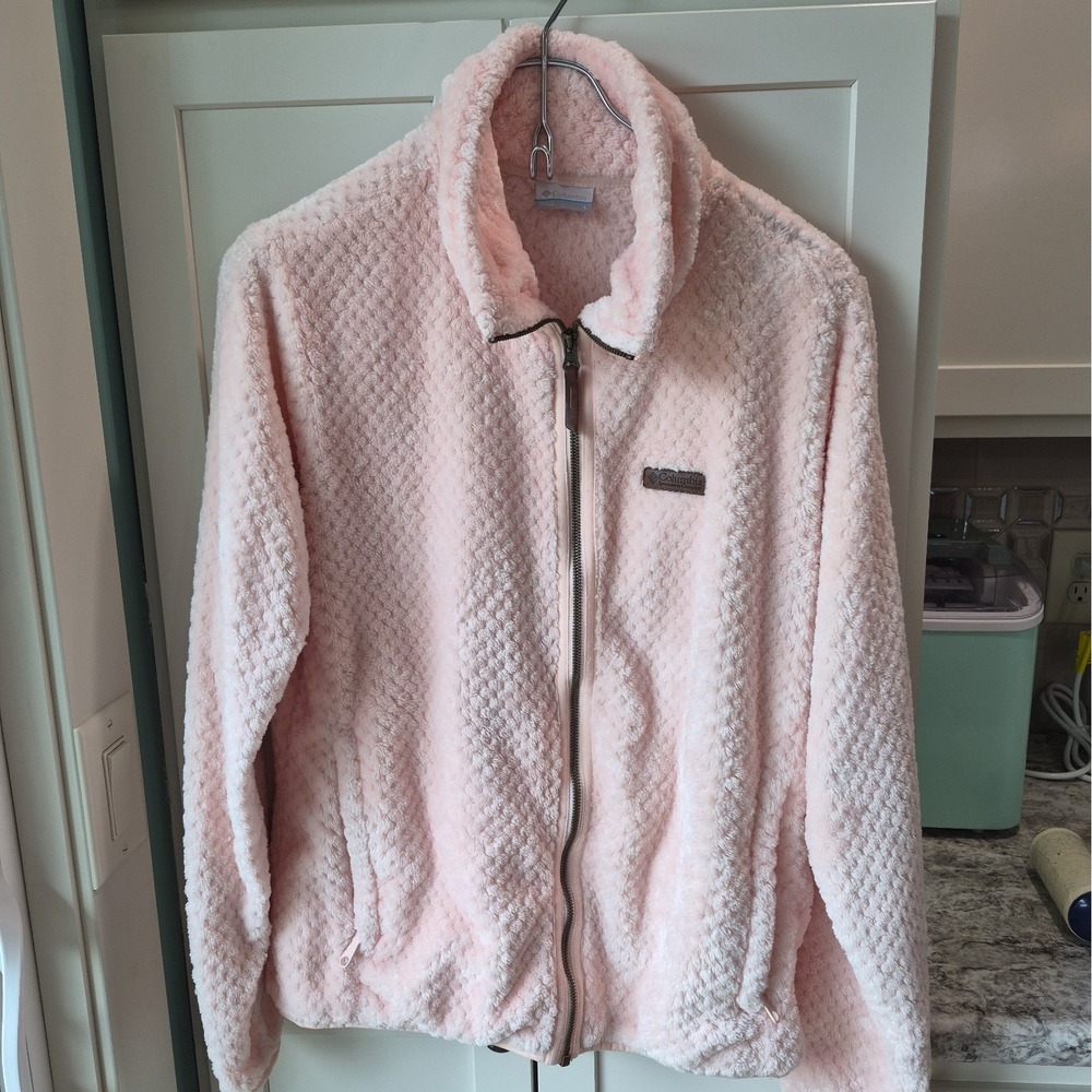 Columbia Sz S Fireside II Sherpa Fleece Full Zip Jacket Sz L Pink Warm Cozy